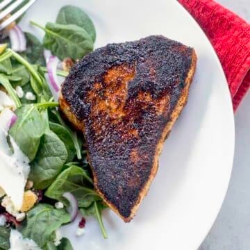 blackened swordfish and salad